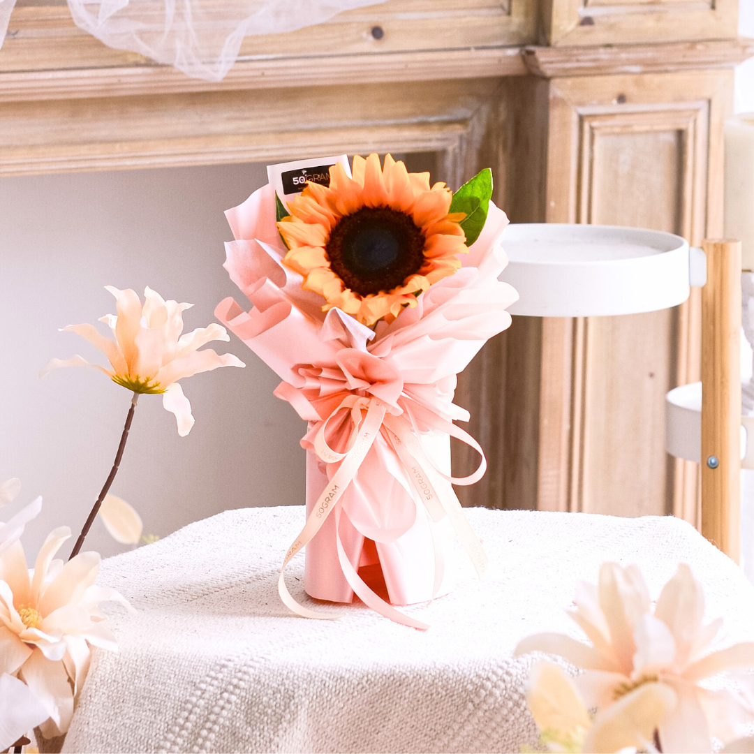 Sunflower mini bouquet- single stalk yellow, sunflower , free delivery kl & pj