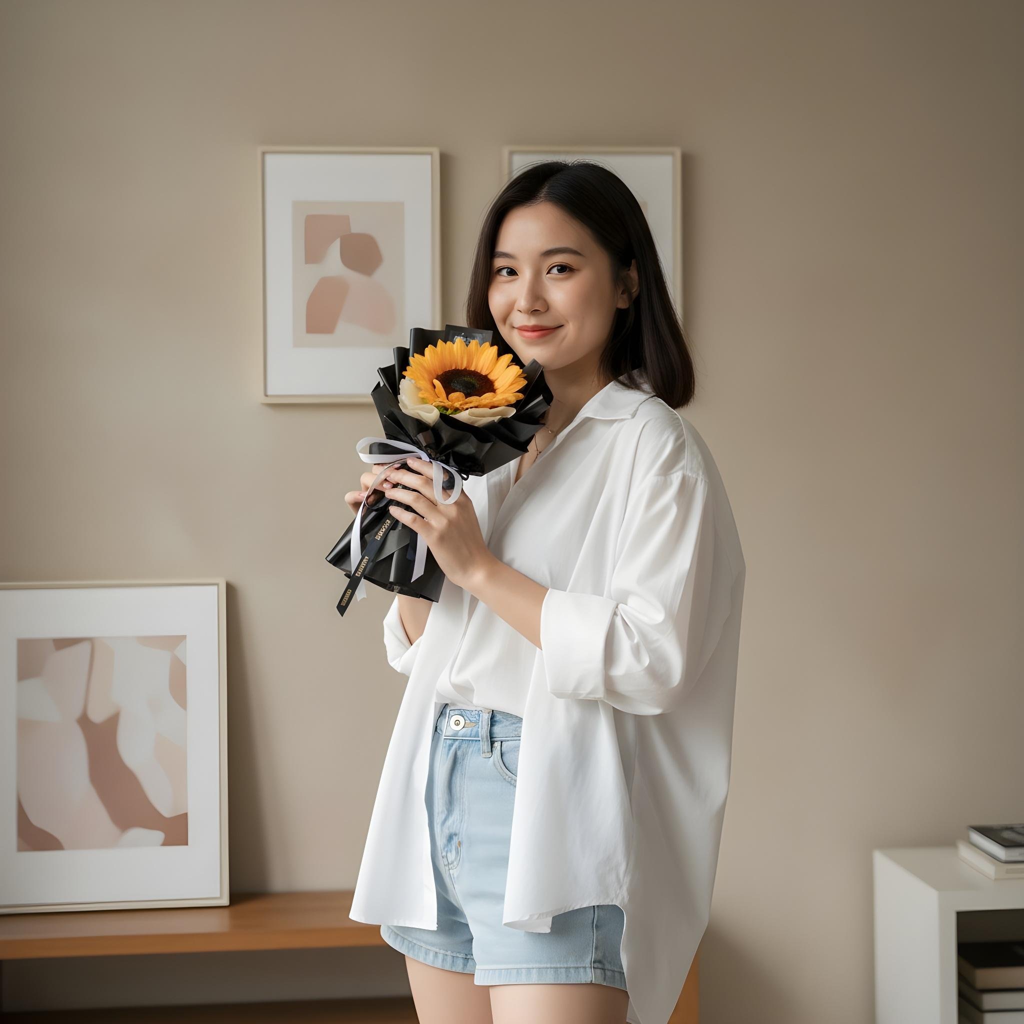 Sunflower mini bouquet- single stalk - image 2