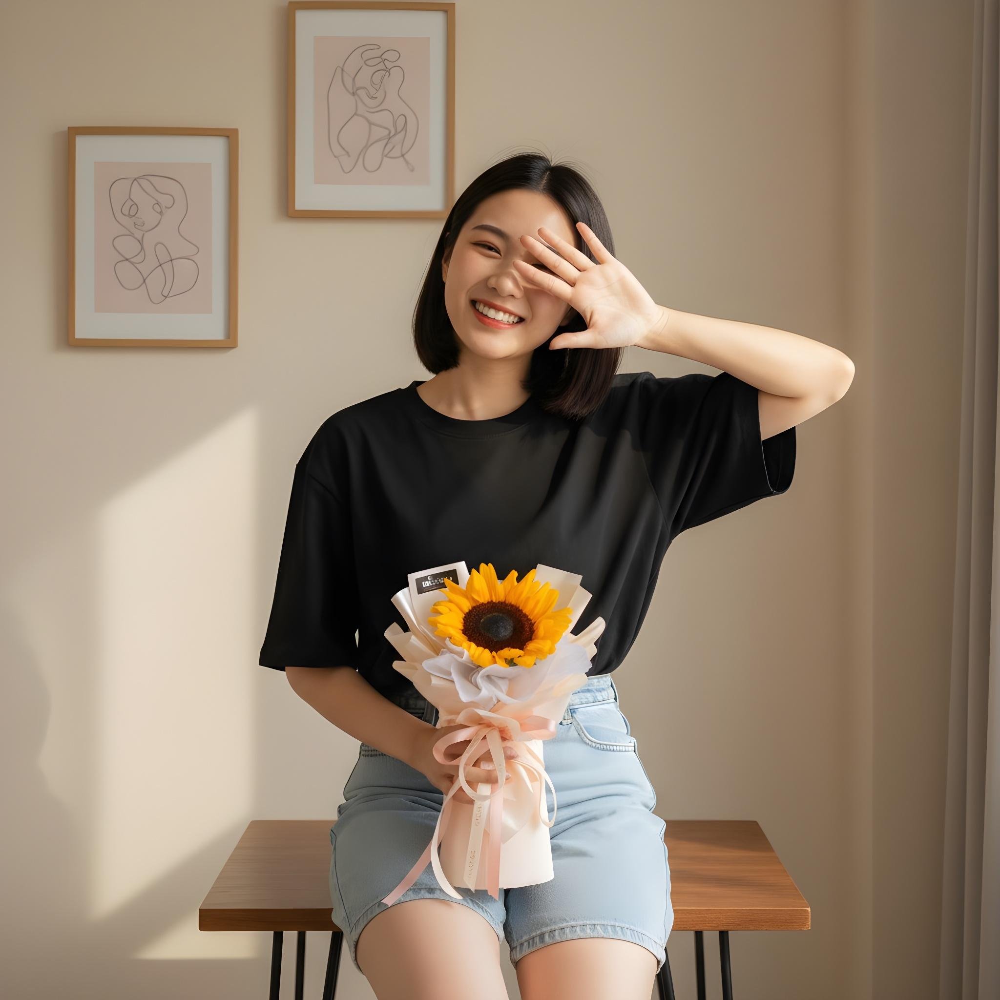 Sunflower mini bouquet- single stalk - image 3