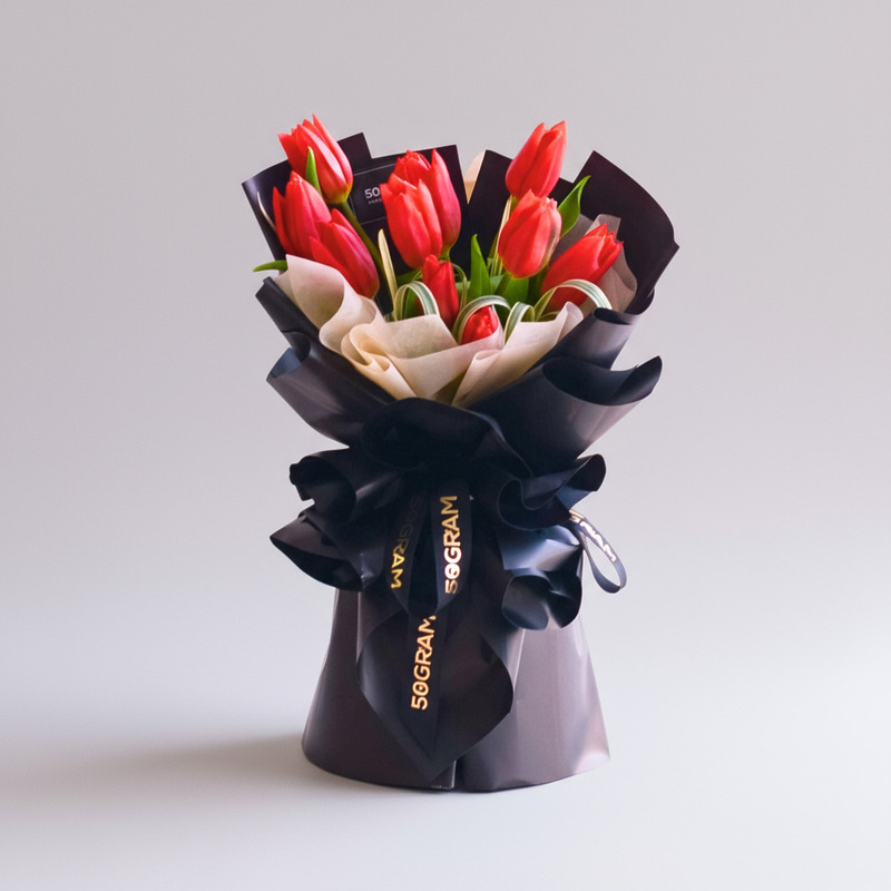 Kissed by Tulips Red Tulip Hand Bouquet