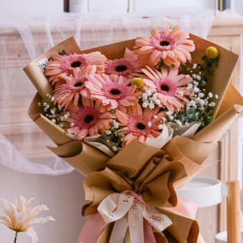 Peach Daisy, Pink Daisy, Baby Breath, Flower Bouquet, Free Delivery, KL, Kuala Lumpur, Birthday, Surprise