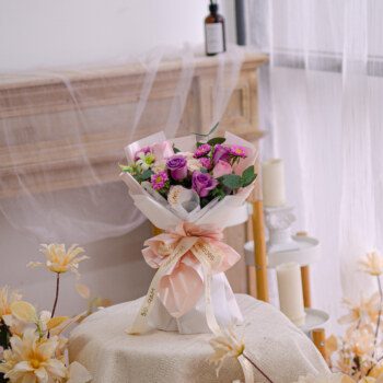 Purple Rose, Pink Rose, Aster Pink, Spray Rose, White Orchid, Eucalyptus Cinerea, Free Delivery, KL, Kuala Lumpur, Birthday, Surprise