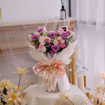 Purple Rose, Pink Rose, Aster Pink, Spray Rose, White Orchid, Eucalyptus Cinerea, Free Delivery, KL, Kuala Lumpur, Birthday, Surprise