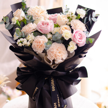 Brut Carnation, Pink Rose, Cream Rose, White Ping Pong, Spray Carnation White, Statice White, Eucalyptus Cinerea, Free Delivery, KL, Kuala Lumpur, Birthday, Surprise