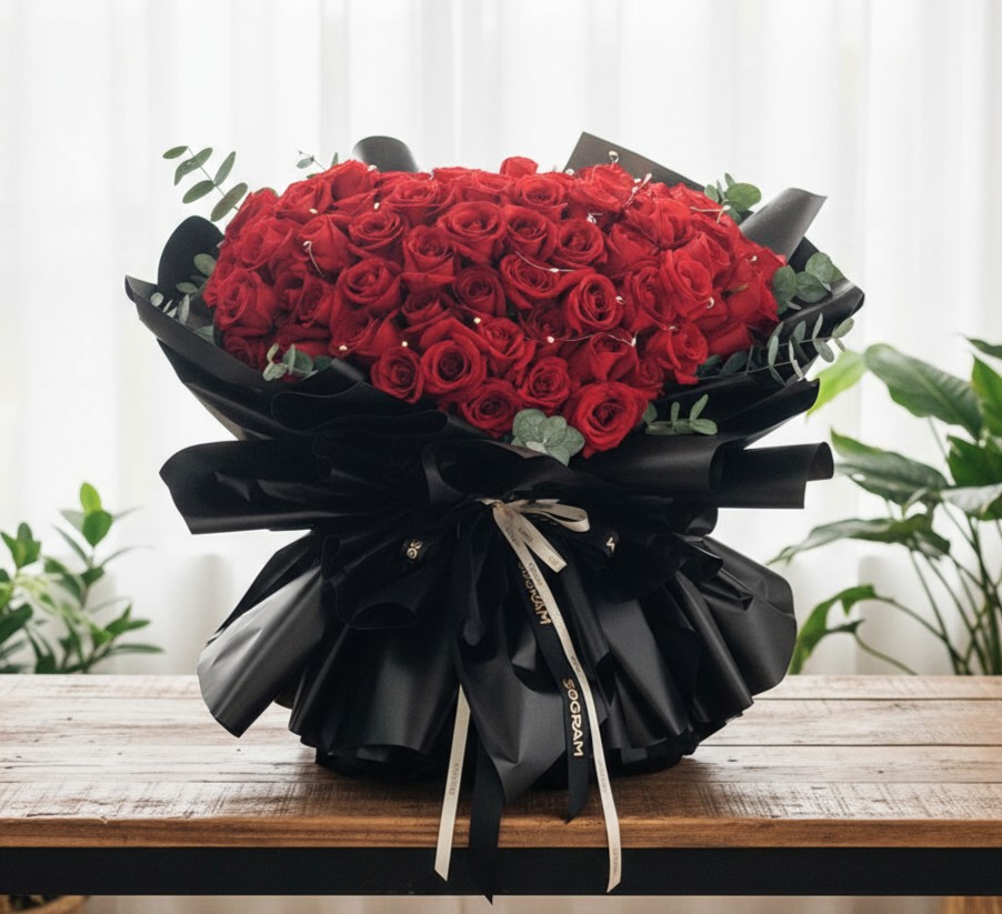 Luxuriante 99 roses marriage proposal hand bouquet - black - image 4