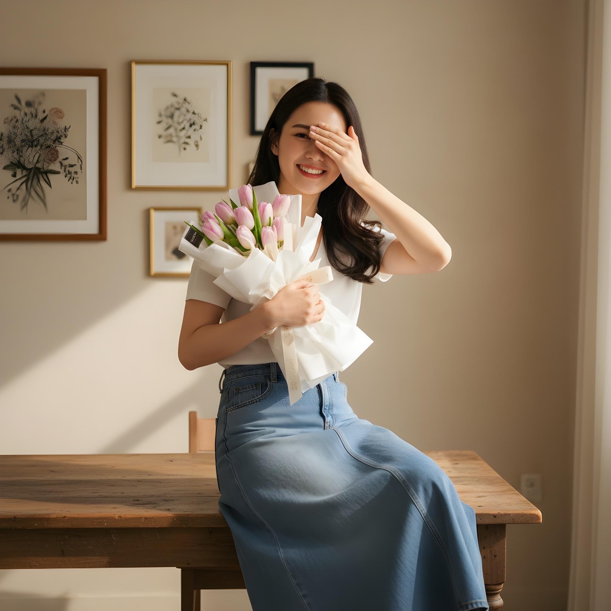 Light pink tulips hand bouquet - image 3