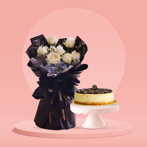 Blue hydrangea, white rose, blue, white, free delivery, kl, kuala lumpur, birthday, surprise