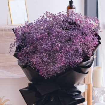 Purple Color Baby Breath Flower Bouquet with blurred background