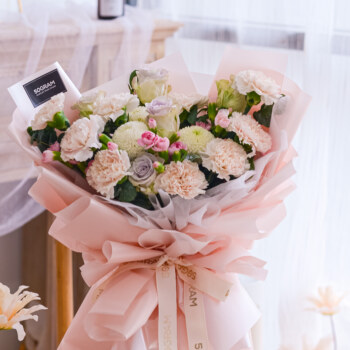 Beige Carnation, Kenya Raindance, White Ping Pong, Spray Carnation Pink, Eucalyptus Cinerea, Free Delivery, KL, Kuala Lumpur, Birthday, Surprise