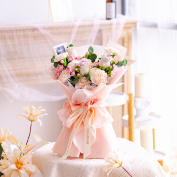 Beige Carnation, Kenya Raindance, White Ping Pong, Spray Carnation Pink, Eucalyptus Cinerea, Free Delivery, KL, Kuala Lumpur, Birthday, Surprise