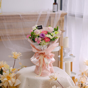 White Hydrangea, Pink Rose, Purple Rose, Carnation Pink, White Orchid, Spray Carnation White, Spary Carnation Pink, Eucalyptus Cinerea, Free Delivery, KL, Kuala Lumpur, Birthday, Surprise