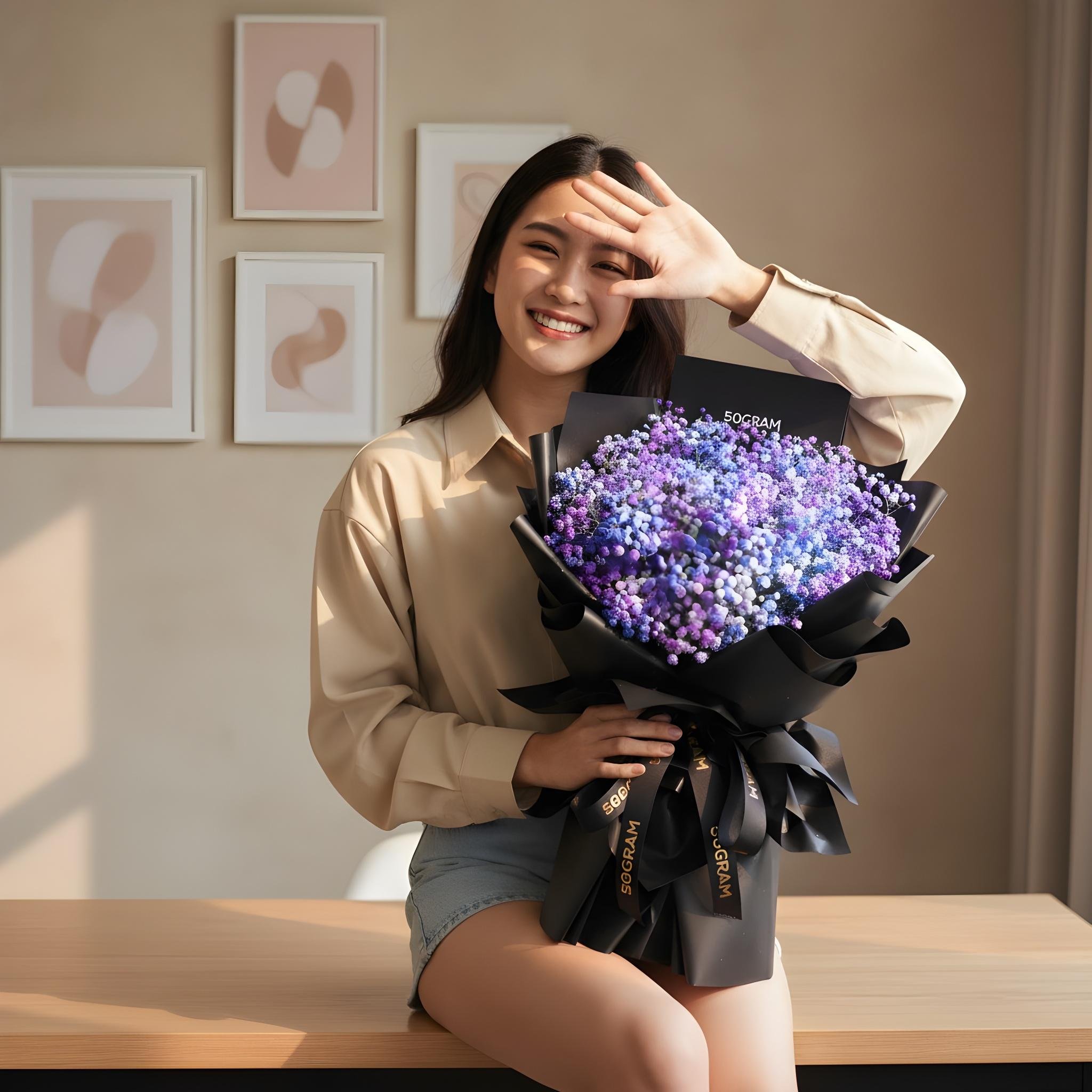 Baby galaxy baby breath hand bouquet - image 2