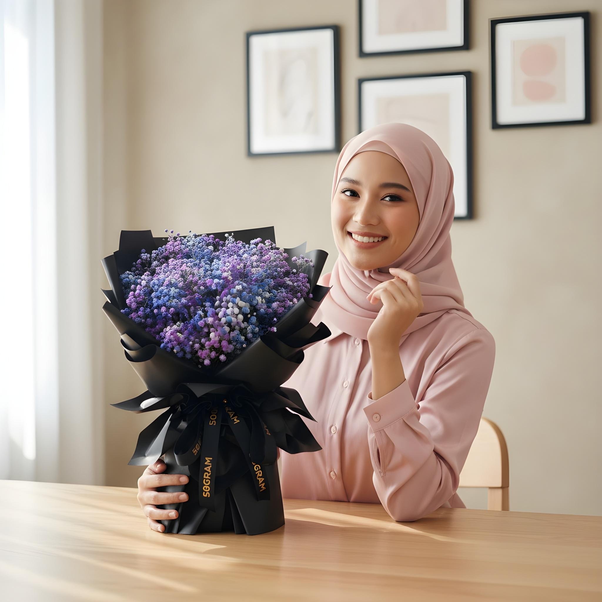 Baby galaxy baby breath hand bouquet - image 3