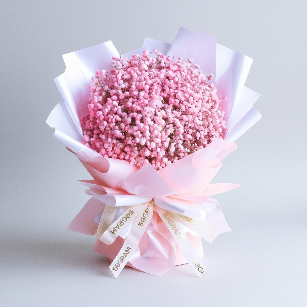 Baby pink baby breath hand bouquet