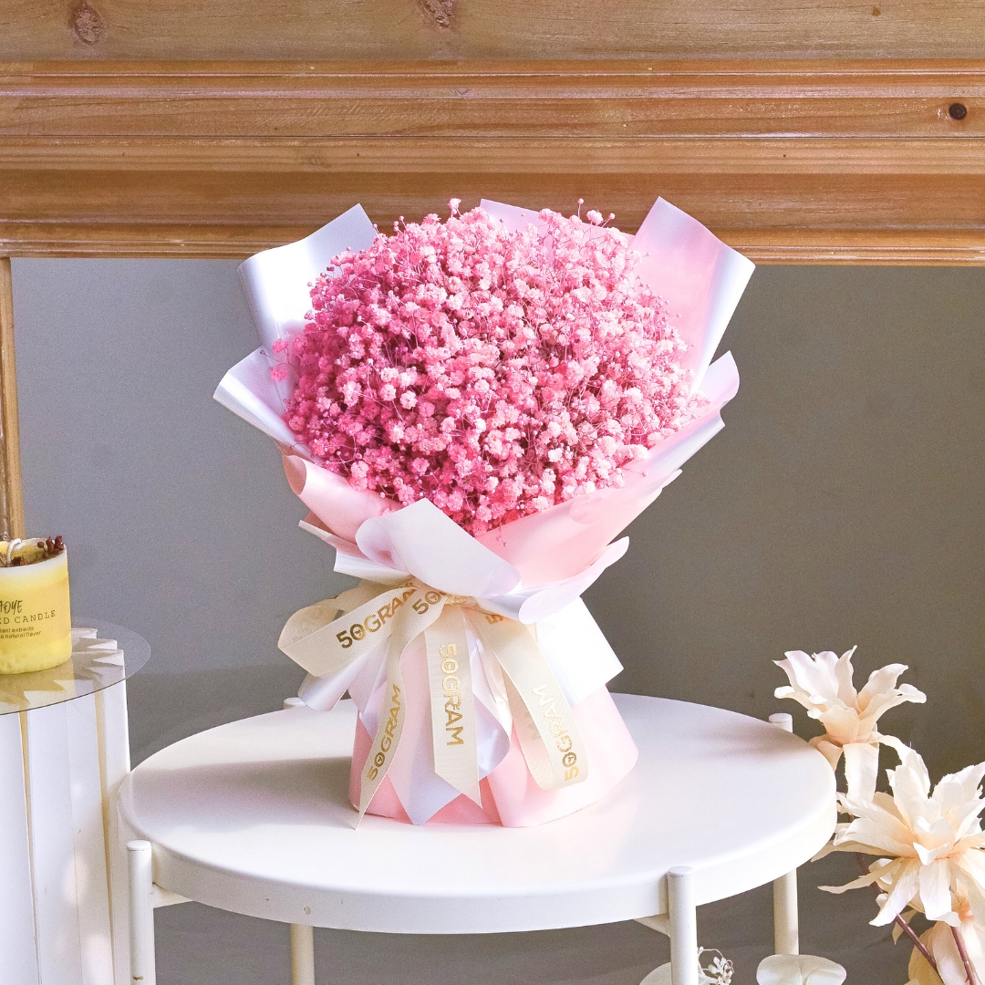 Baby pink baby breath hand bouquet - image 7