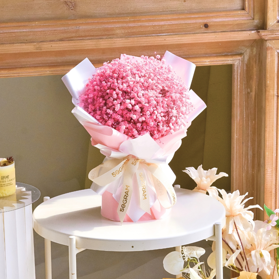 Baby pink baby breath hand bouquet - image 8