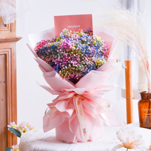 Colorful baby breath, rainbow baby breath, rainbow, colorful , free delivery, kl, kuala lumpur, birthday, surprise flower box free delivery