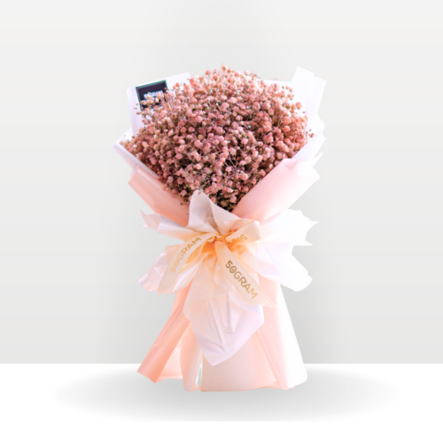 Baby pink, pink, baby breath , baby pink baby breath bouquet , free delivery kl & pj