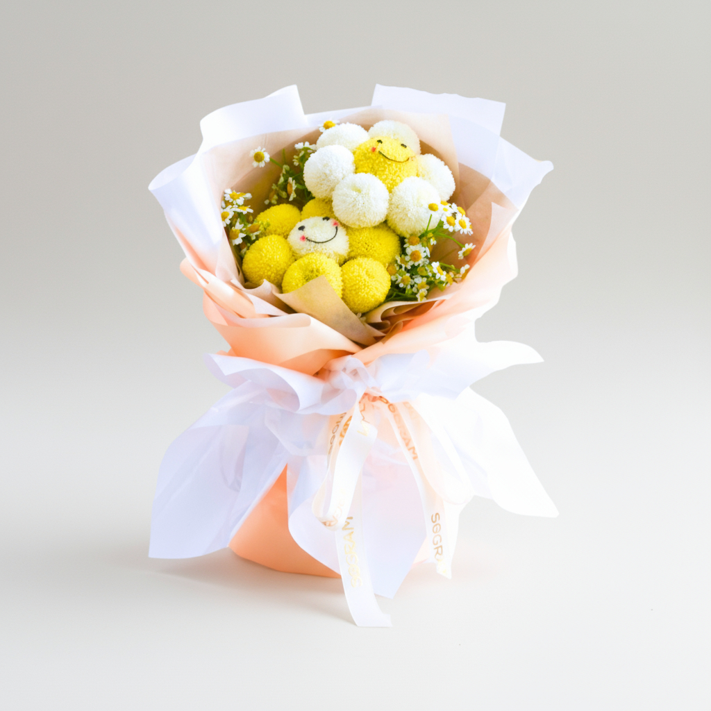 Happy face ping pong hand bouquet