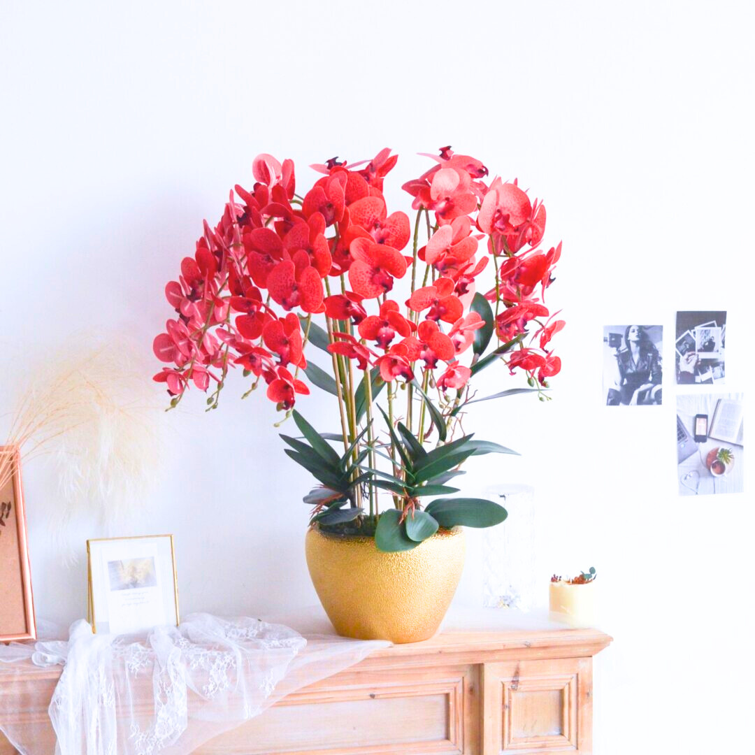 Delightful glory (artificial orchid) | opening flower pot free delivery kl & pj