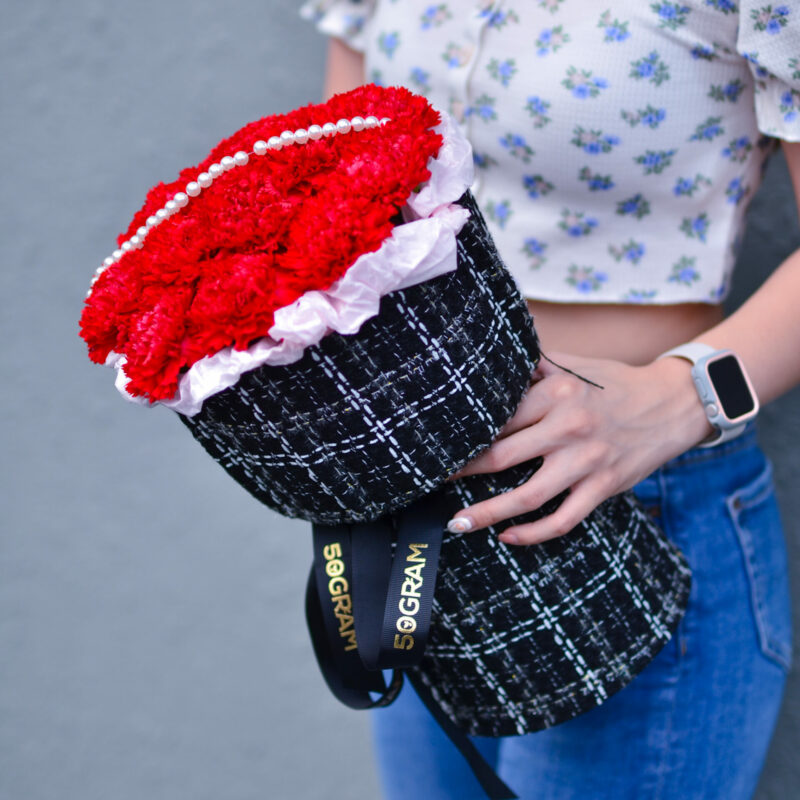 Cheerful Charm Red Carnation Russian Style Mother's Day Bouquet, Free Delivery KL & PJ