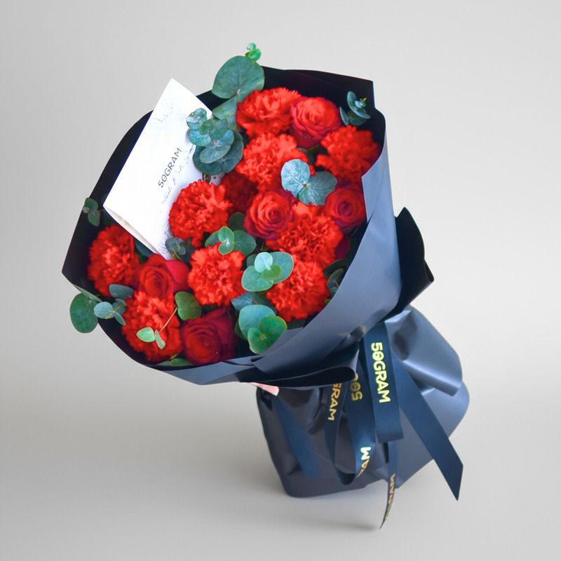 Timeless Elegance Red Carnation Hand Bouquet