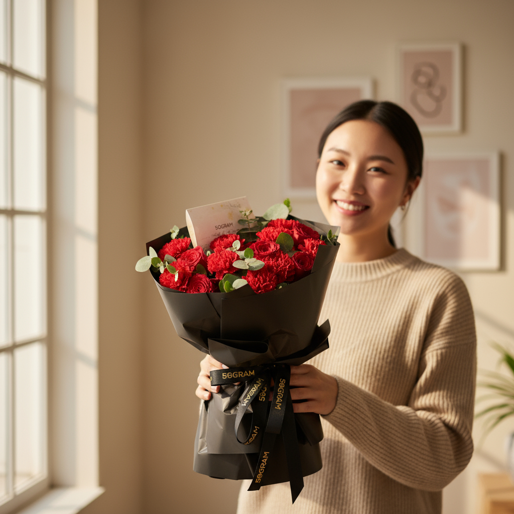 Timeless elegance red carnation hand bouquet - image 3