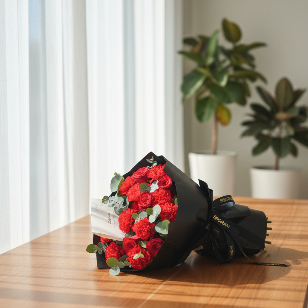 Timeless elegance red carnation hand bouquet - image 2