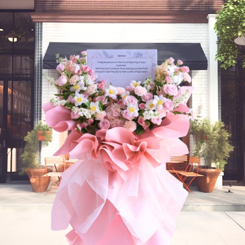 Pink dress business opening stand 5