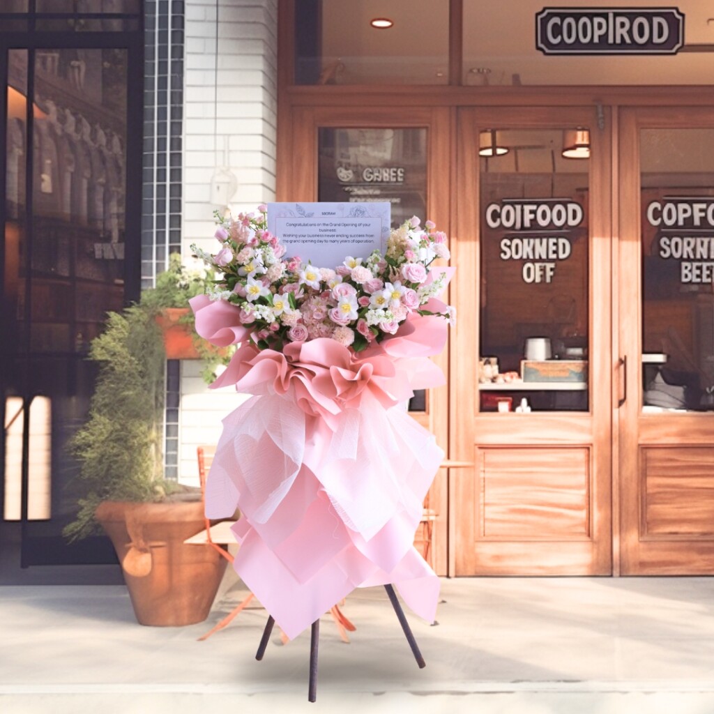 Pink dress business opening stand 6