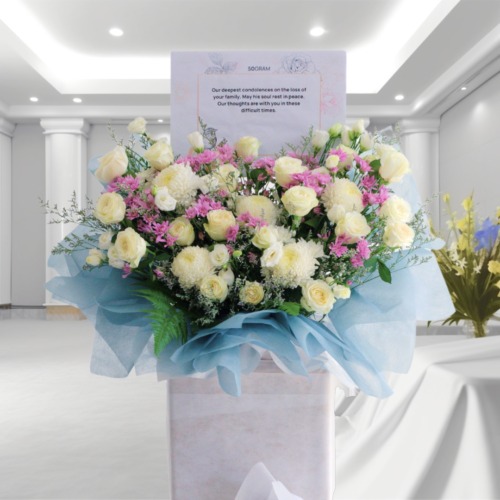 Purple box condolences stand 4