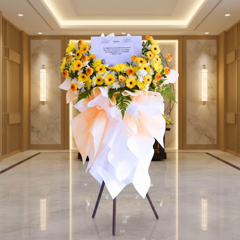 Serenity's embrace | condolences flower stand - image 2