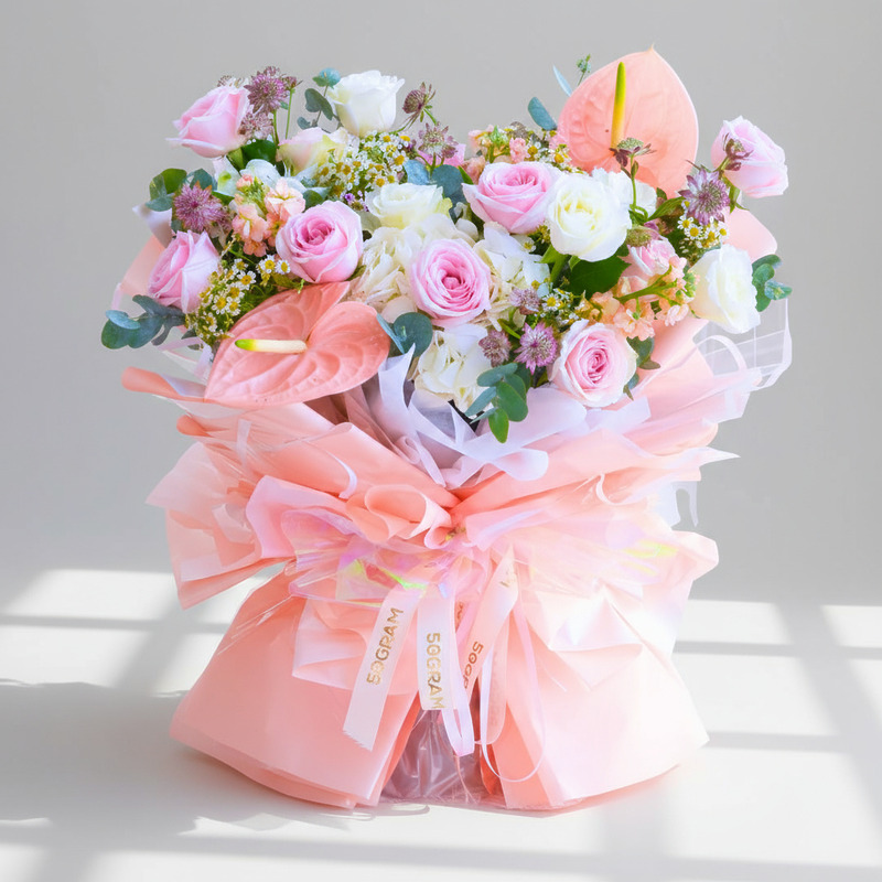 Pink Blush Blossoms Hand Bouquet