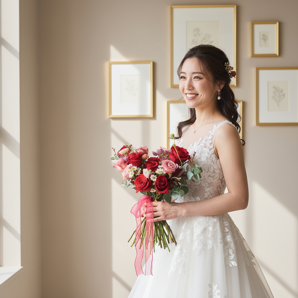 Crimson elegance | bridal bouquet - image 2