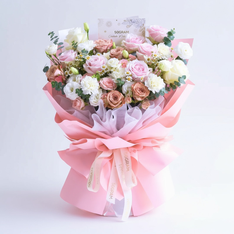 Love Bonds Pink Roses Hand Bouquet
