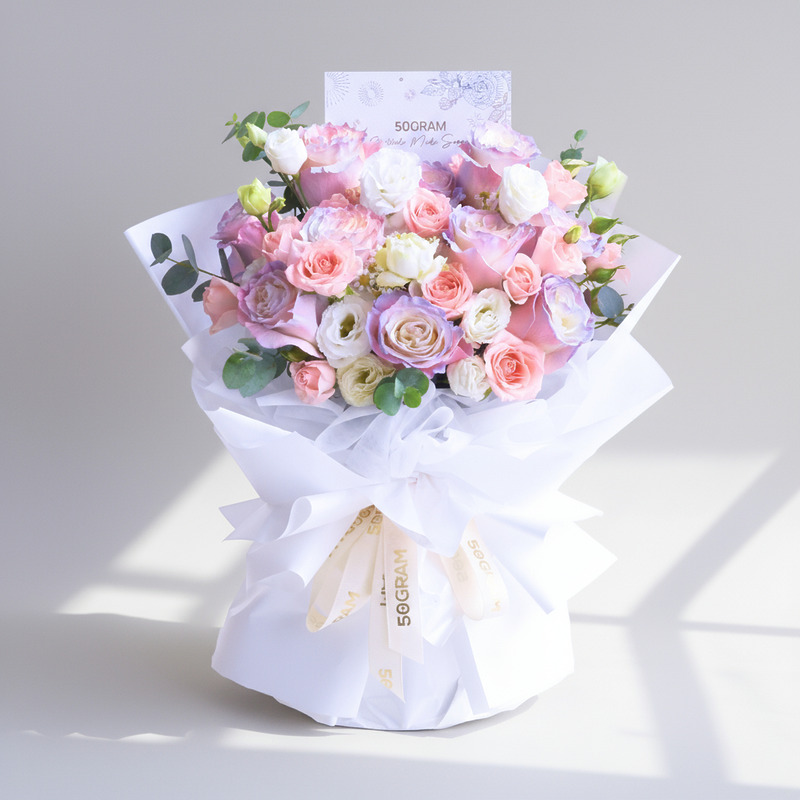 Luminous Blooms Aurora Roses Hand Bouquet