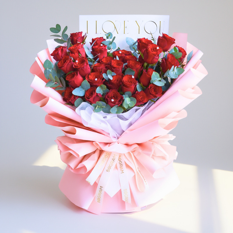 Crimson Whispers Red Roses Hand Bouquet