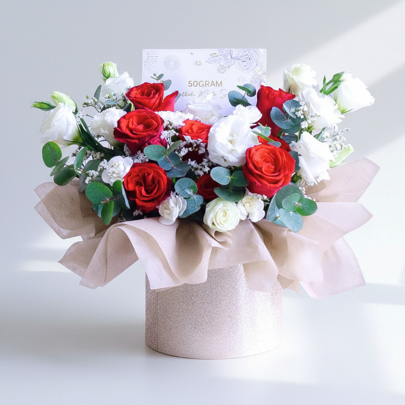 Cupid's Garden Red Rose Flower Box