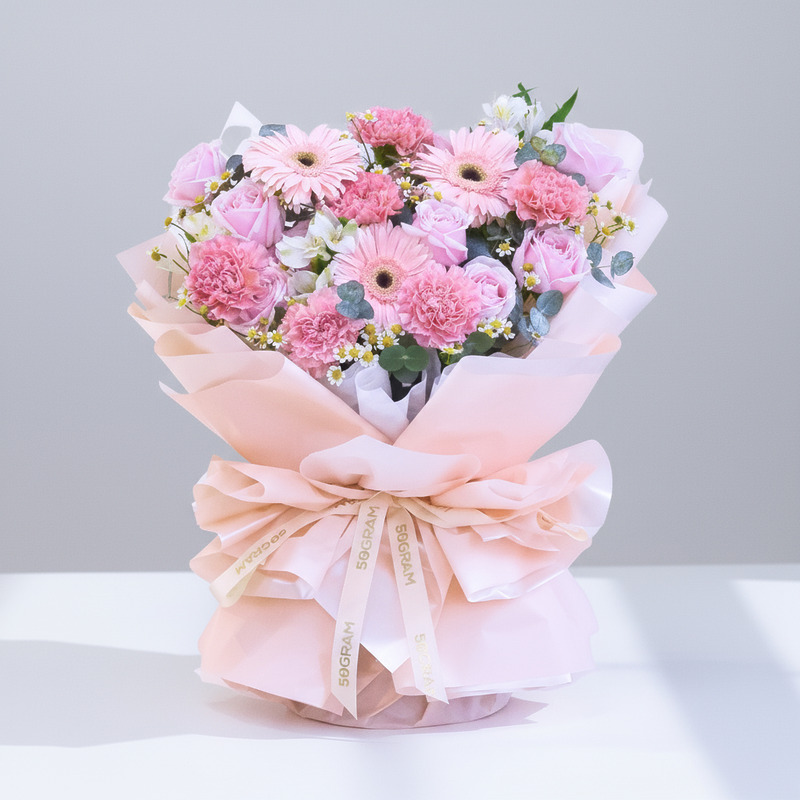 Forever Thankful Pink Daisy Hand Bouquet