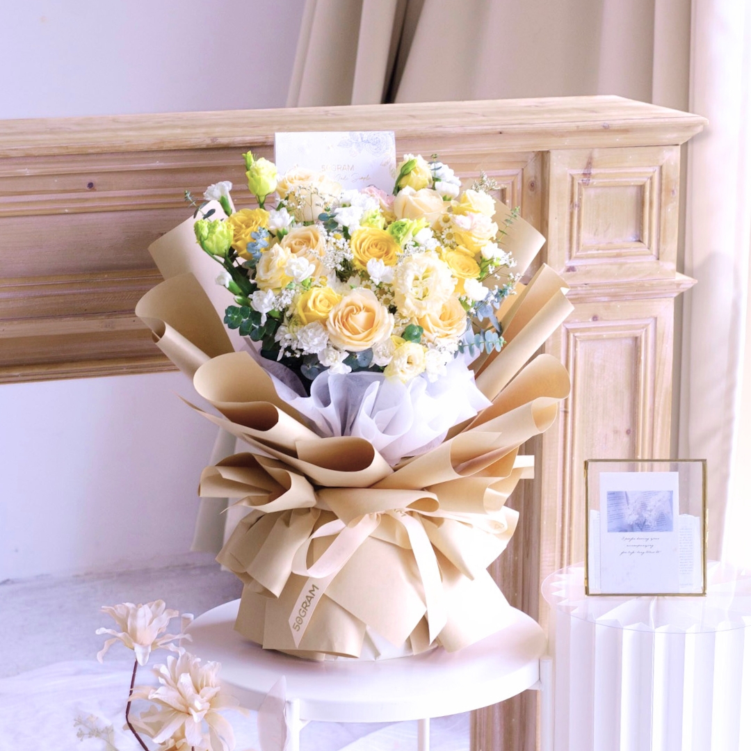 Yellow serenade yellow rose hand bouquet - image 15