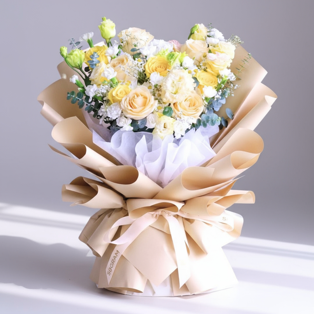 Yellow serenade yellow rose hand bouquet