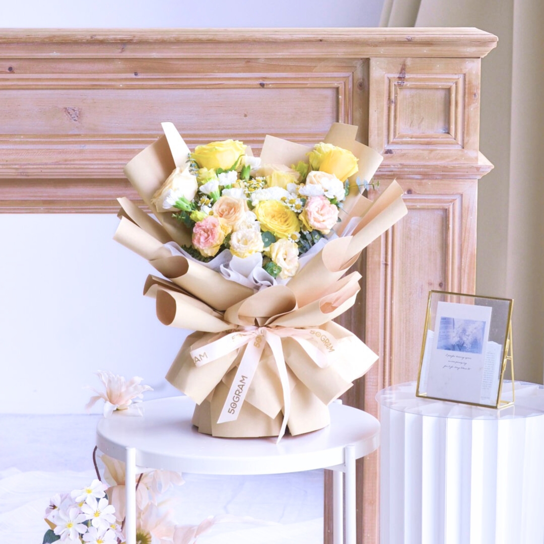 Yellow serenade yellow rose hand bouquet - image 10