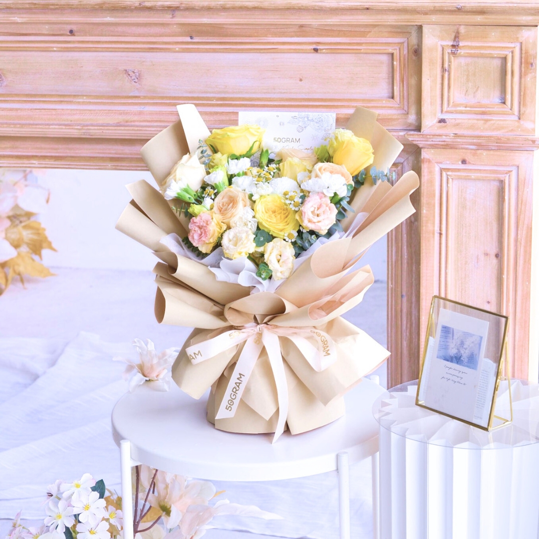 Yellow serenade yellow rose hand bouquet - image 11