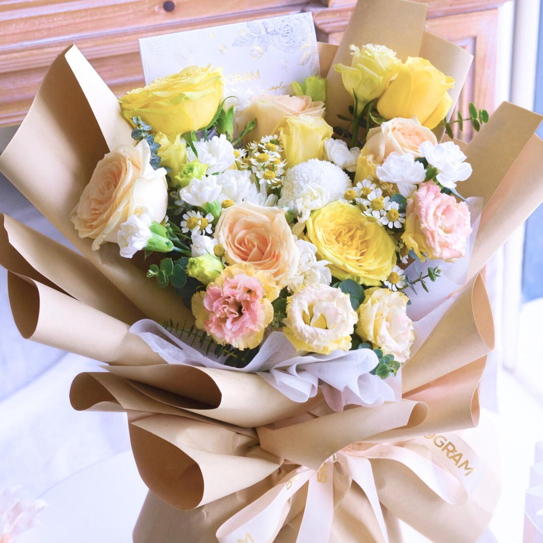 Yellow serenade yellow rose hand bouquet - image 12
