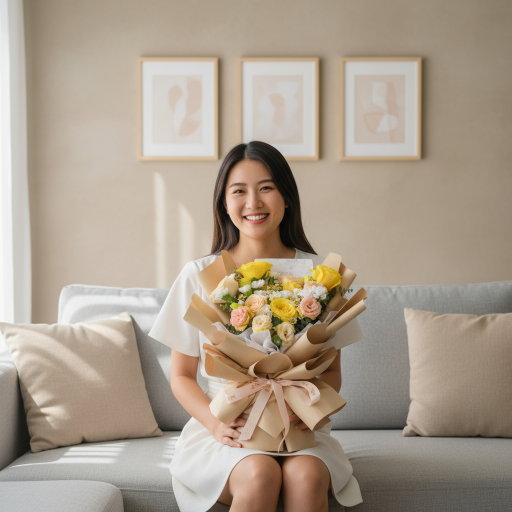 Yellow serenade yellow rose hand bouquet - image 3