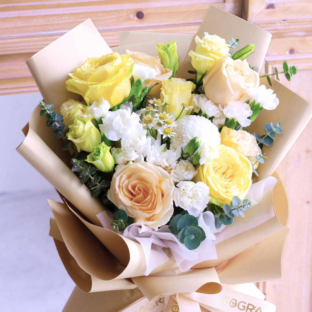 Yellow serenade yellow rose hand bouquet - image 8