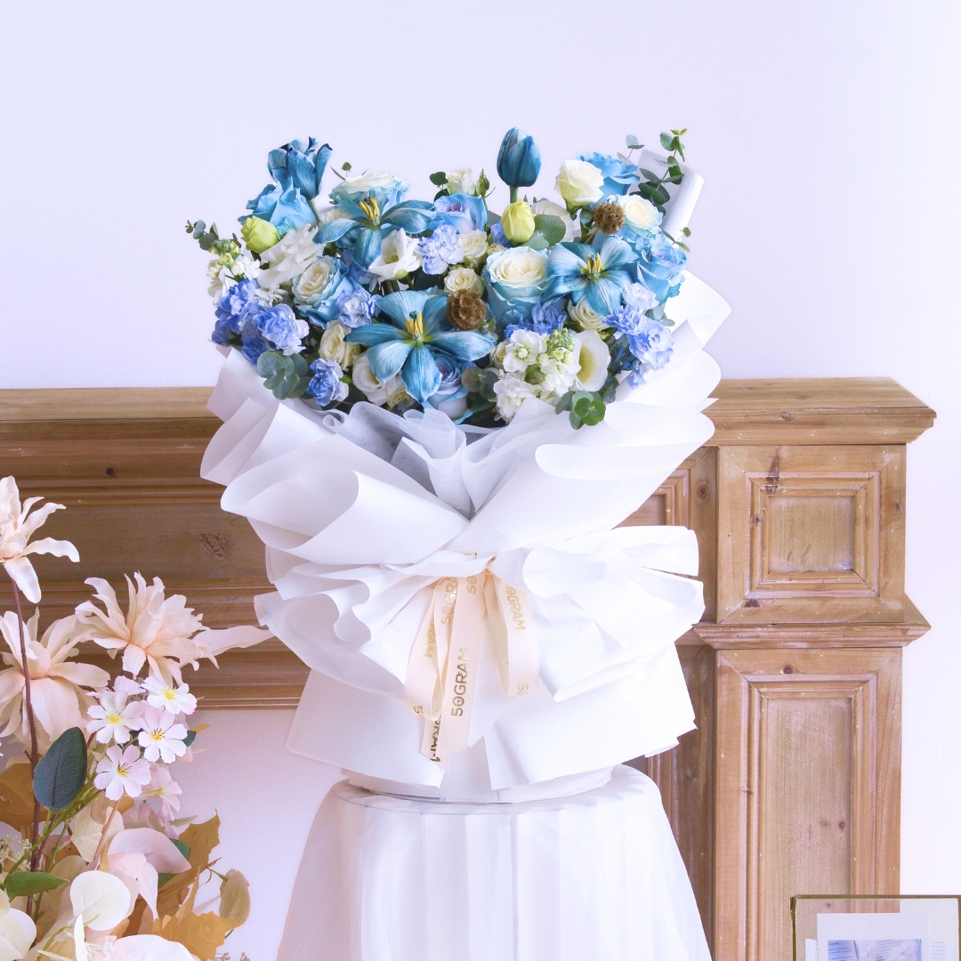 Ethereal blue posy blue roses hand bouquet - image 4