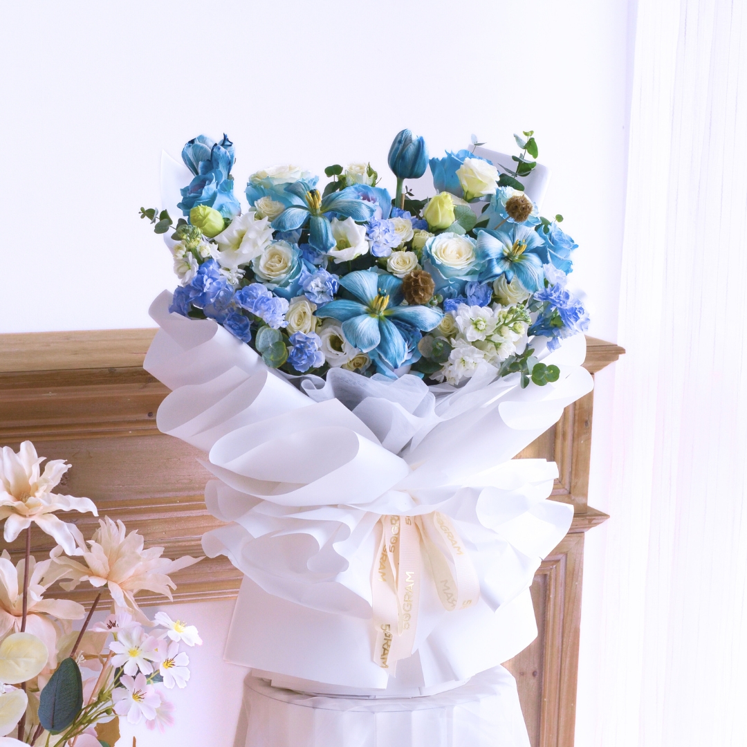 Ethereal blue posy blue roses hand bouquet - image 8
