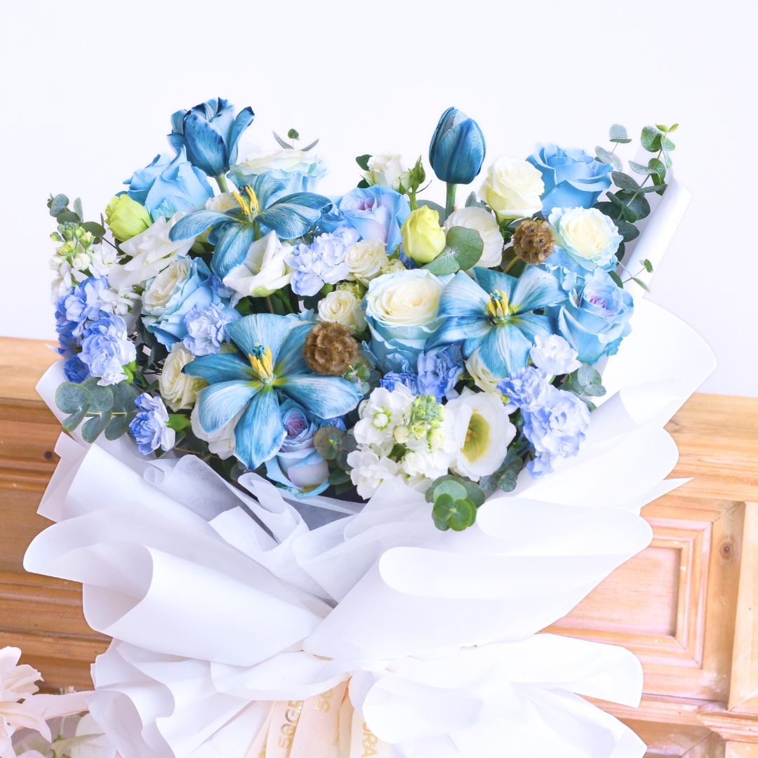 Ethereal blue posy blue roses hand bouquet - image 6