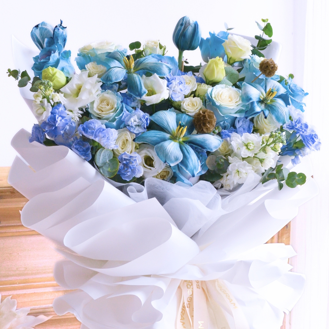 Ethereal blue posy blue roses hand bouquet - image 5